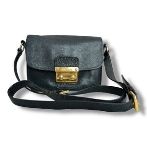 Miu Miu Black Leather Crossbody Bag with Gold Logo